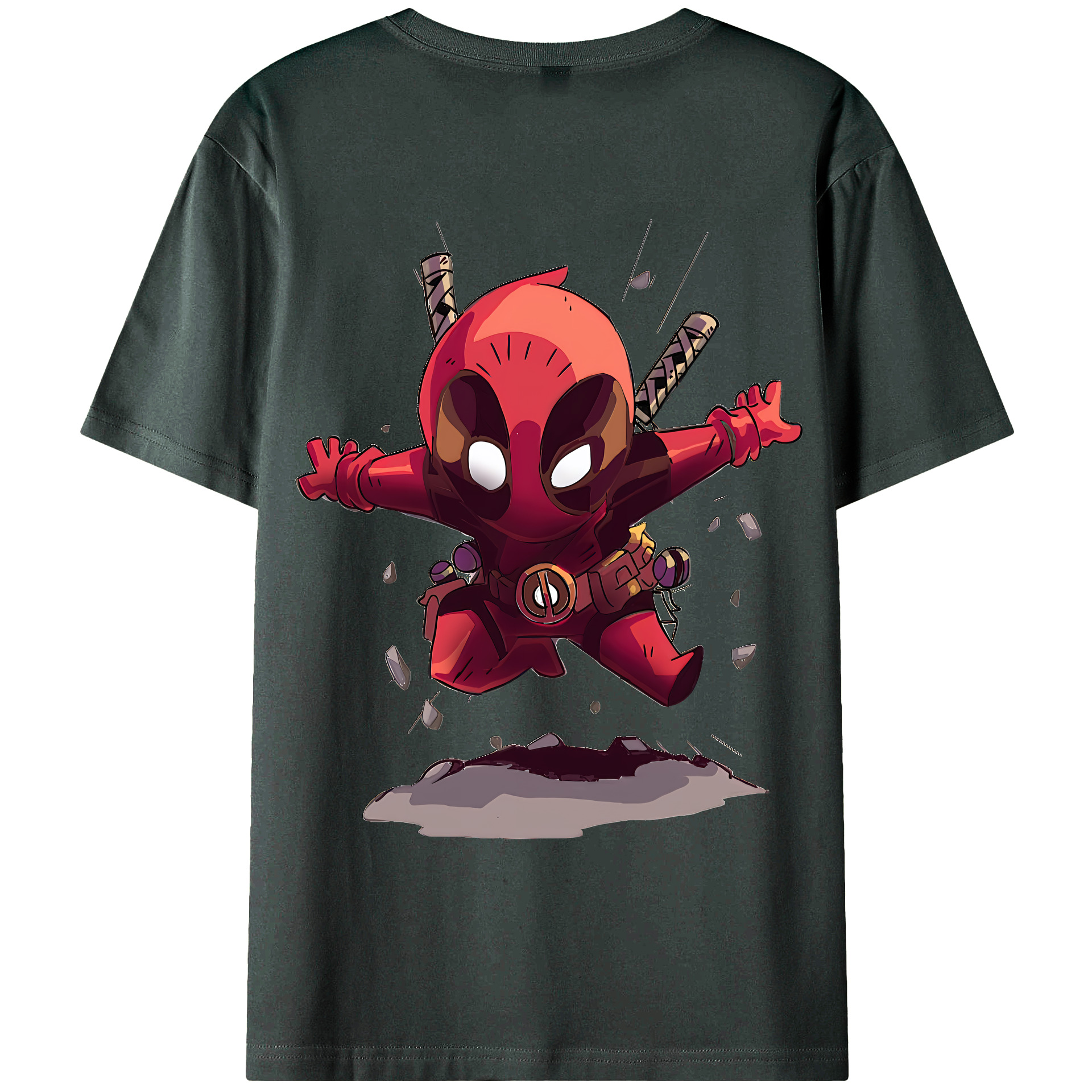 （画像用） Deadpool デッドプール 綿100％ メンズ半袖Tシャツ（バックプリント） 通気性